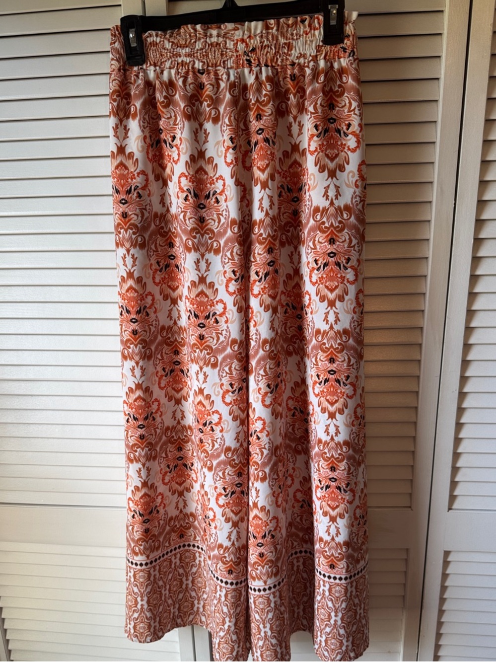 Wide-Leg Bohemian Palazzo Pants in Orange Floral - Picture 7 of 8